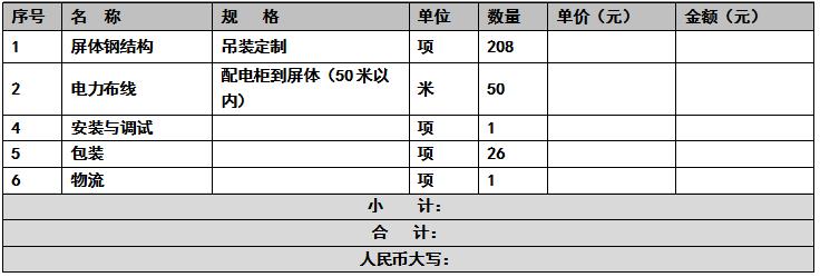 led顯示屏施工報價明細(xì)，led顯示屏報價明細(xì)，led顯示屏安裝報價明細(xì)，led顯示屏價格明細(xì)
